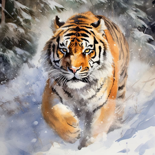 Winter Majesty Tiger in Stride Canvas Print