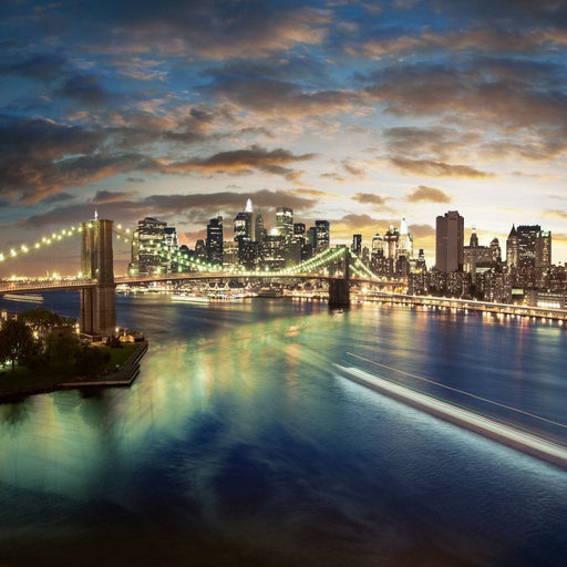 New York City Liberty - Canvas Print - gorgeous wall art of the beautiful Brooklyn bridge at night - this stunning art piece is the perfect focal point for your room | NicheCanvas