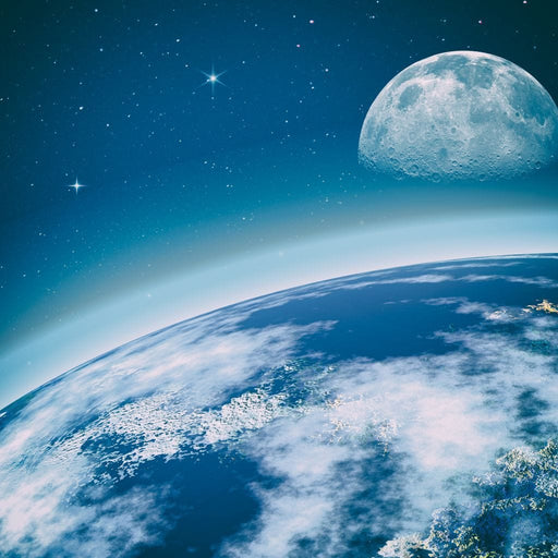 Miracle of Earth - Canvas Print - unique wall art featuring the earth and the moon - this beautiful home decor will surely take you to another dimension | NicheCanvas