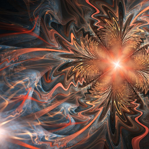 Dark Orange Fractal Flower - Canvas Print - this exceptional wall art is a beautiful flower abstract painting - beautify your home with this true work of art | NicheCanvas