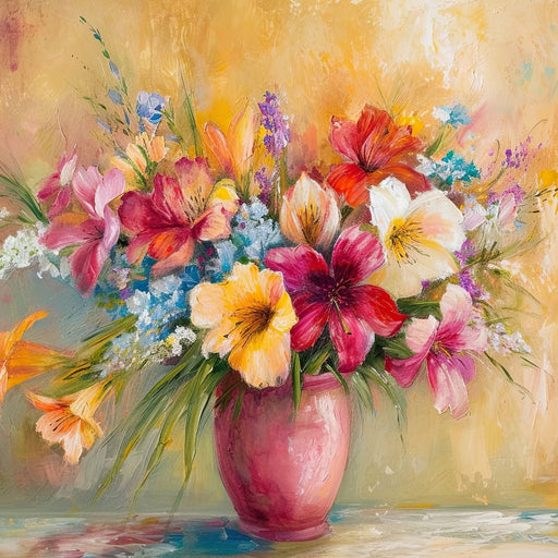 Sunlit Floral Vase Arrangement Canvas Print