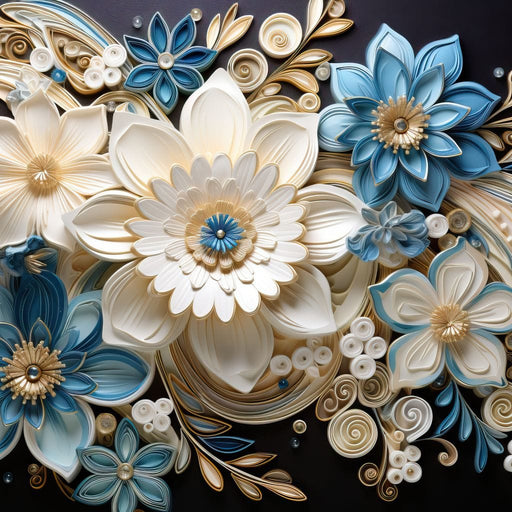 Golden Petals in Azure Nature Canvas Print