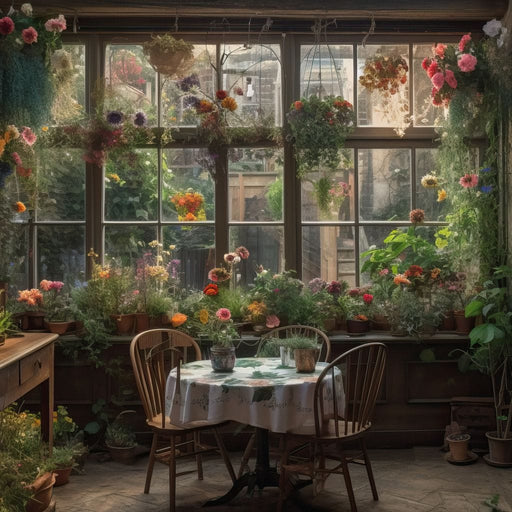 Backyard Floral Kitchen Canvas Print