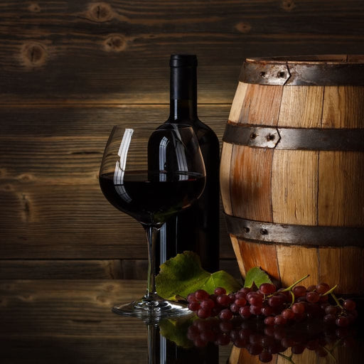 Limited Edition - Wine Wall Art 8 - Canvas Print - limited edition 5 panel wall art of a wine and a barrel placed on a table - this print is the perfect gift for any occasion | NicheCanvas