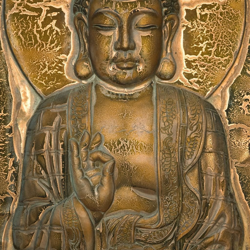 Buddhist Mural - This gorgeous Buddha Wall Art 3D is borderless and has a gold design throughout 