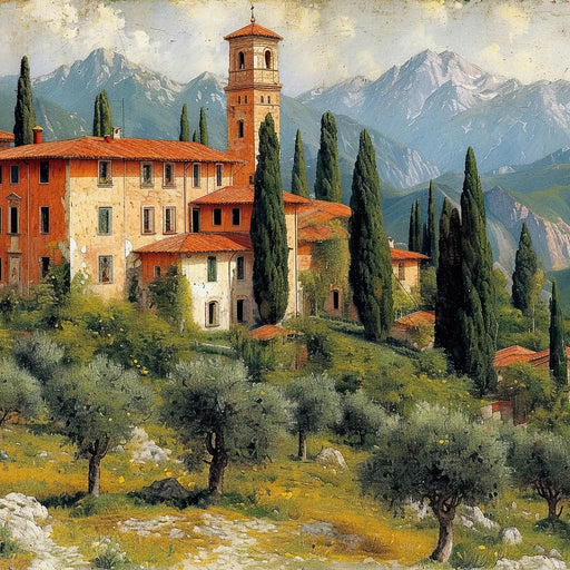 Tuscan Serenity Amidst Peaks Canvas Print