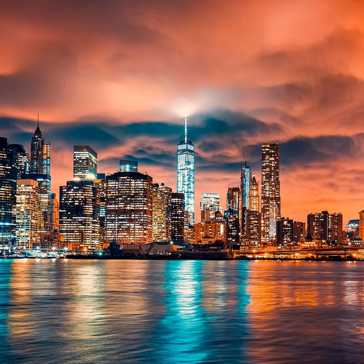 Red Clouds Over New York City Canvas Print