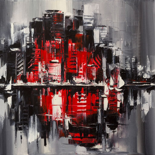 Red Black & Grey Skyline Canvas Print