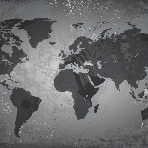 World Map - Grey Tones - Canvas Print - antique looking wall art of the world map perfect for your home office - this painting is made of high quality canvas and ink | NicheCanvas