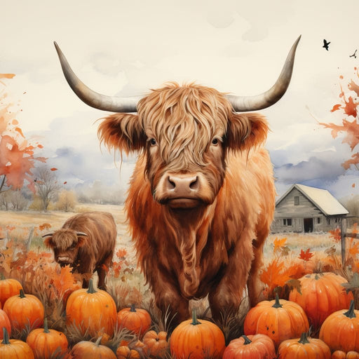 Highland Cow Harvest Canvas Print