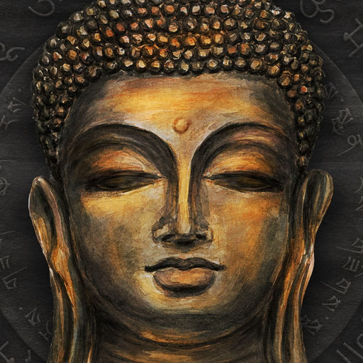Traditional Buddha - Gorgeous large buddha canvas wall art with traditional text design