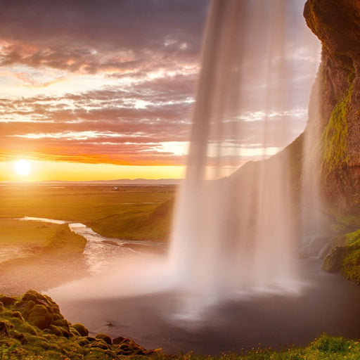 Sunset over Seljalandsfoss Waterfall wall art