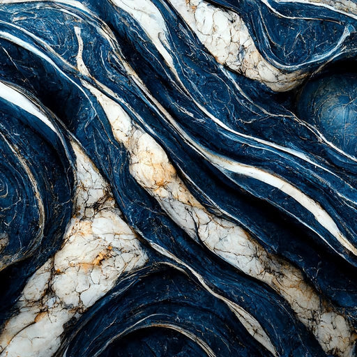 Luxury Abstract Marble in Blue, White & Black Canvas Print