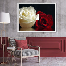 Red & White Roses Reflection - NicheCanvas