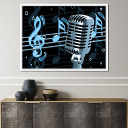 Vintage Microphone & Blue Notes - NicheCanvas