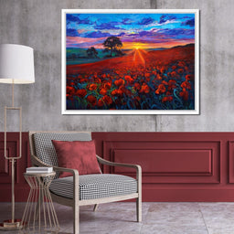 Sunset Over the Poppy Fields - NicheCanvas