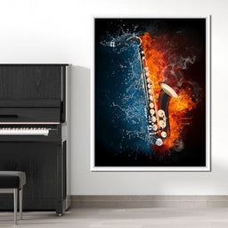Fire & Water Saxophone - NicheCanvas