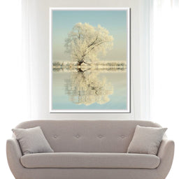 Winter Tree by the Lake - NicheCanvas