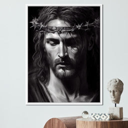 Black & White Jesus Portrait - Neal Hackett - NicheCanvas