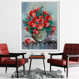 Vase with Poppies - NicheCanvas