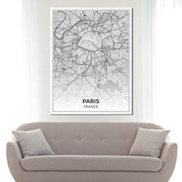 Map of Paris, France - NicheCanvas