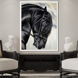 Black Friesian Horse - NicheCanvas