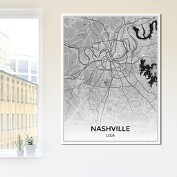 Map of Nashville, USA - NicheCanvas