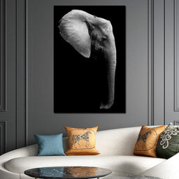 Black and White Elephant Head - NicheCanvas