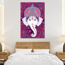 Hindu Lord Ganesha in Pink - NicheCanvas