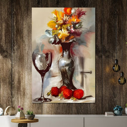 Abstract Wine & Flowers 02 - NicheCanvas