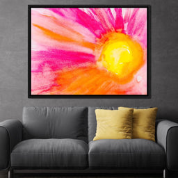 Pink & Orange Watercolor Flower - NicheCanvas