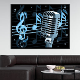Vintage Microphone & Blue Notes - NicheCanvas