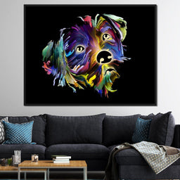 Coloful Dog on Black Background - NicheCanvas