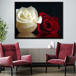 Red & White Roses Reflection - NicheCanvas