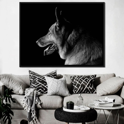 Black and White German Shepherd Canvas Print