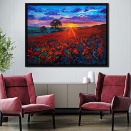Sunset Over the Poppy Fields - NicheCanvas