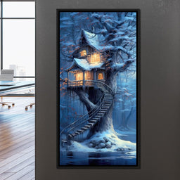Winter Tree House - TooplesArt - NicheCanvas