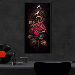 Red Rose & Musical Notes - NicheCanvas