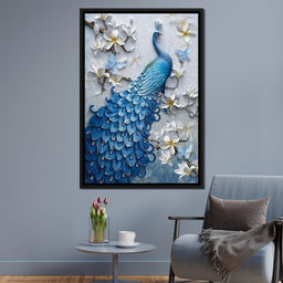 Blue Peacock Flower 1 panel - NicheCanvas