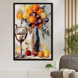 Abstract Wine & Flowers 03 - NicheCanvas