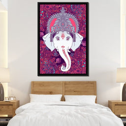 Hindu Lord Ganesha in Pink - NicheCanvas
