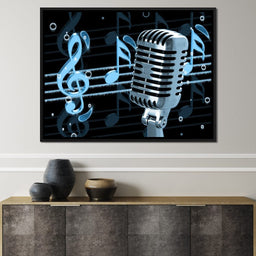 Vintage Microphone & Blue Notes - NicheCanvas