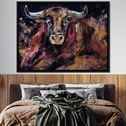 Brown Bull Charge - NicheCanvas