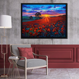 Sunset Over the Poppy Fields - NicheCanvas