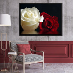 Red & White Roses Reflection - NicheCanvas