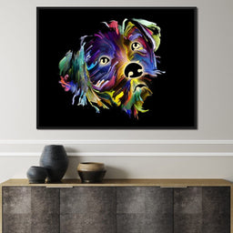 Coloful Dog on Black Background - NicheCanvas