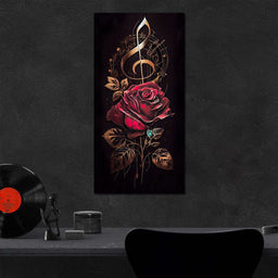 Red Rose & Musical Notes - NicheCanvas