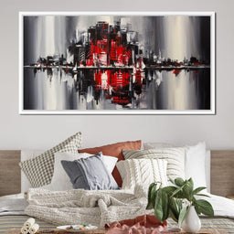 Red Black & Grey Skyline - NicheCanvas