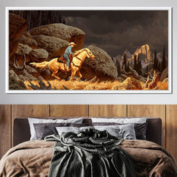 Cowboy In The Rockies - NicheCanvas