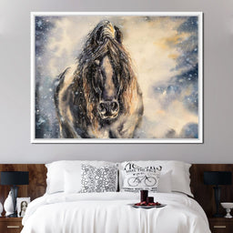 Black Horse in Winter - NicheCanvas